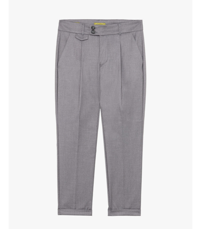 GIANNI LUPO PLEATED TROUSERS WITH TURN-UP HEM