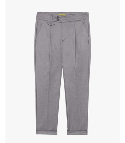 GIANNI LUPO PLEATED TROUSERS WITH TURN-UP HEM