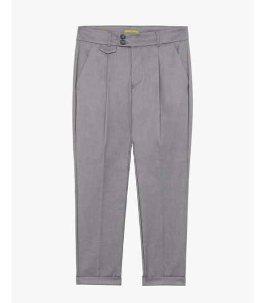 GIANNI LUPO PLEATED TROUSERS WITH TURN-UP HEM