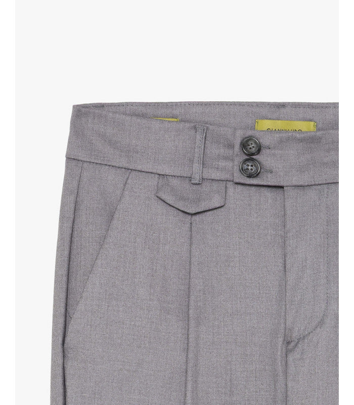 GIANNI LUPO PLEATED TROUSERS WITH TURN-UP HEM