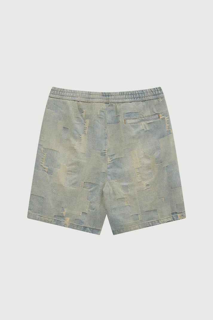 ACUPUNCTURE FASHION PATCH WORK SHORTS