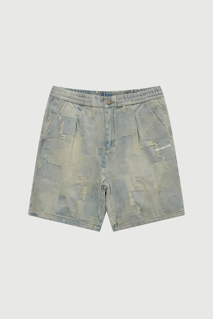ACUPUNCTURE FASHION PATCH WORK SHORTS