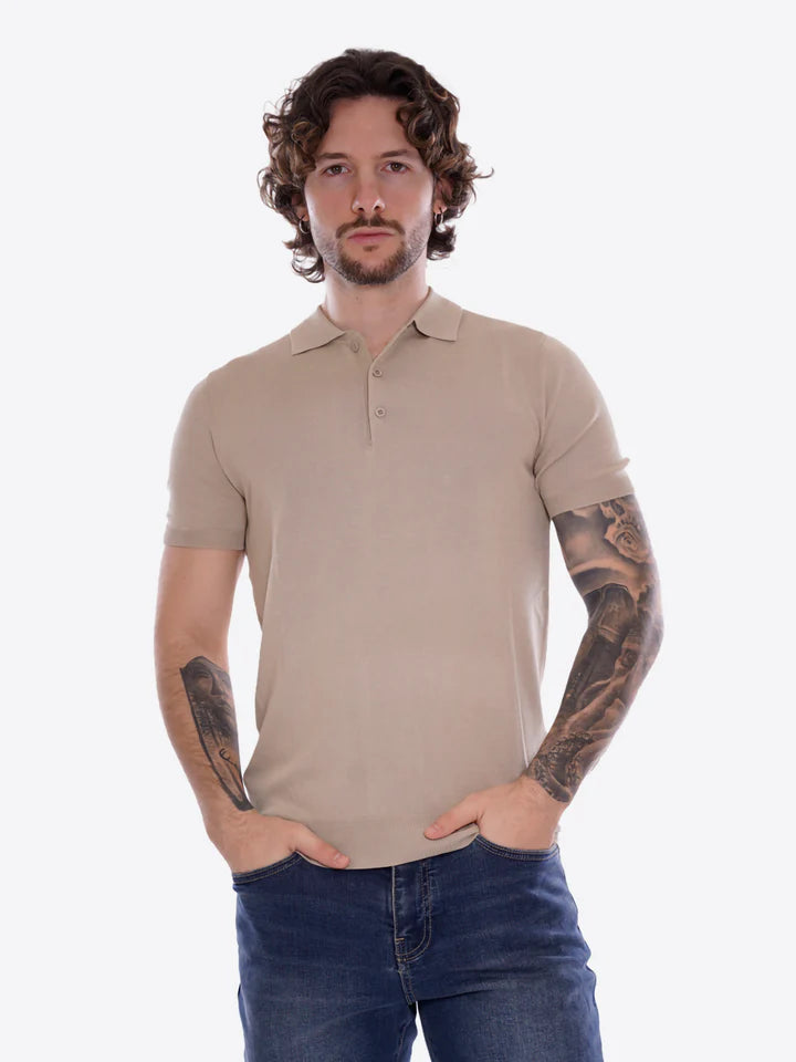 GIANNI LUPO MUSCLE FIT KNITTED POLO SHIRT