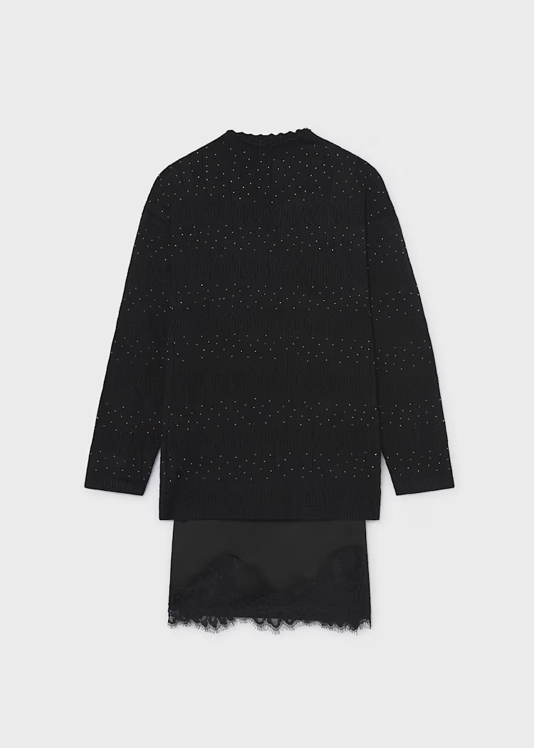 MAYORAL GIRLS LACE-KNIT DRESS