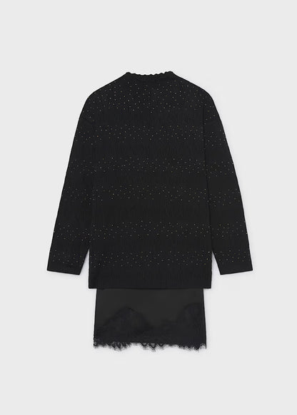 MAYORAL GIRLS LACE-KNIT DRESS