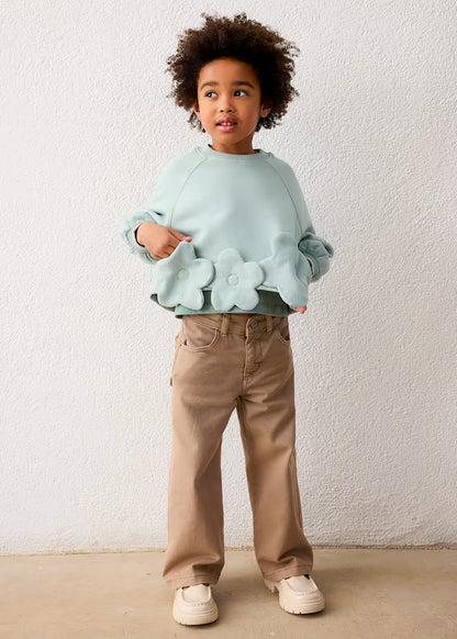 MAYORAL GIRLS FLOWERS APPLIQUE PULLOVER