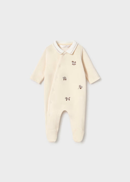 MAYORAL BABIES VELOUR BODYSUIT WITH COLLAR