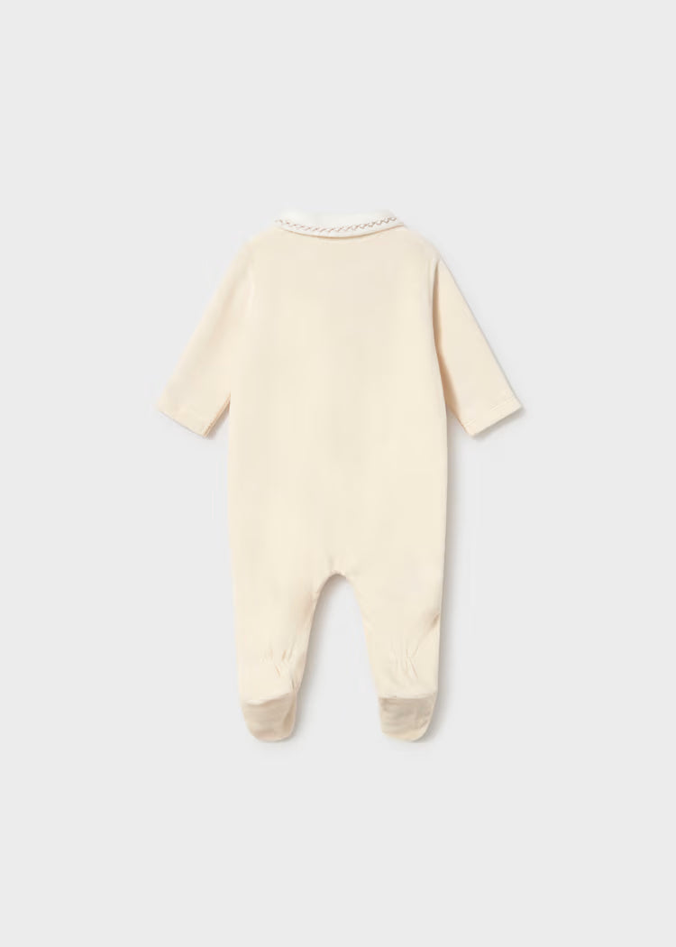 MAYORAL BABIES VELOUR BODYSUIT WITH COLLAR