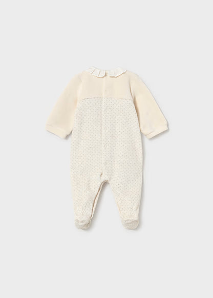MAYORAL BABY VELOUR COLLAR ROMPER SET