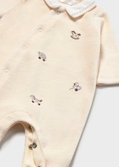 MAYORAL BABIES VELOUR BODYSUIT WITH COLLAR