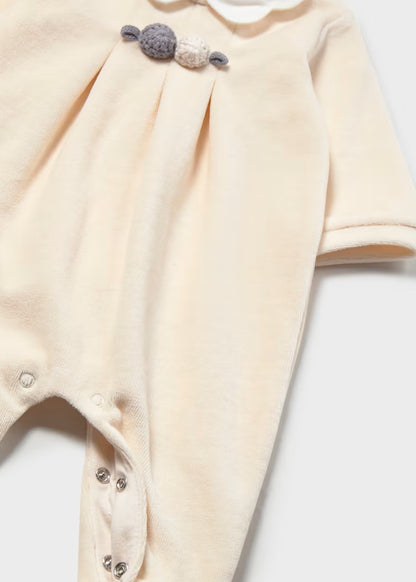 MAYORAL BABY VELOUR COLLAR ROMPER SET