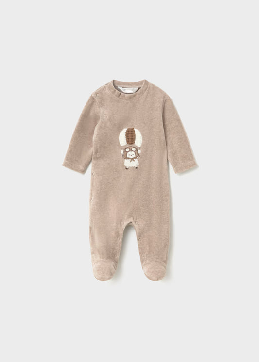 MAYORAL NEWBORN BABY SET OF TWO VELOUR ONESIES
