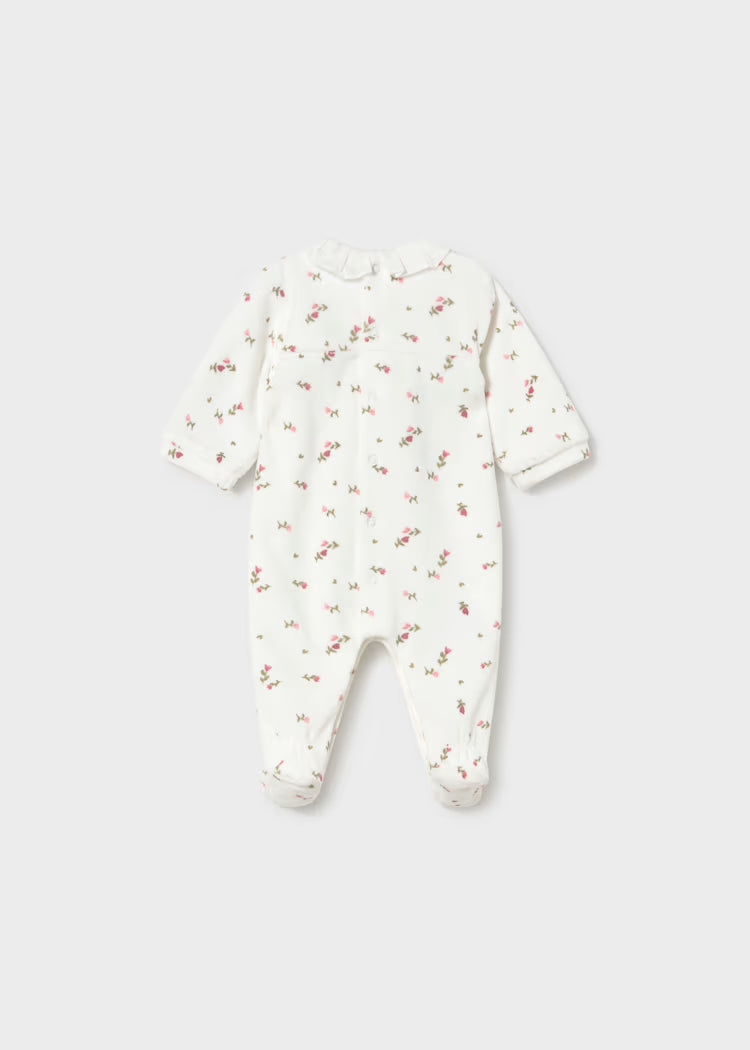 MAYORAL BABY VELOUR COLLAR ROMPER SET