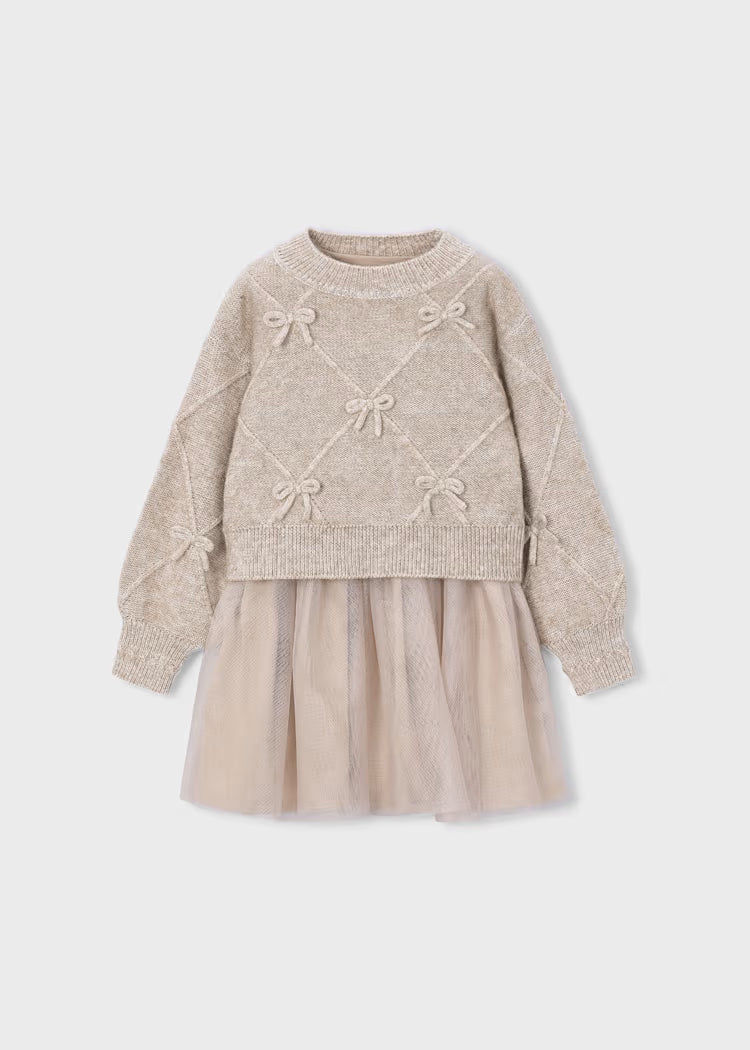 MAYORAL KIDS KNIT DRESS WITH BOWS