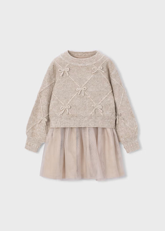 MAYORAL KIDS KNIT DRESS WITH BOWS