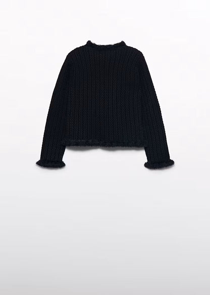 ABEL & LULA GIRLS MOCK NECK FUR SWEATER