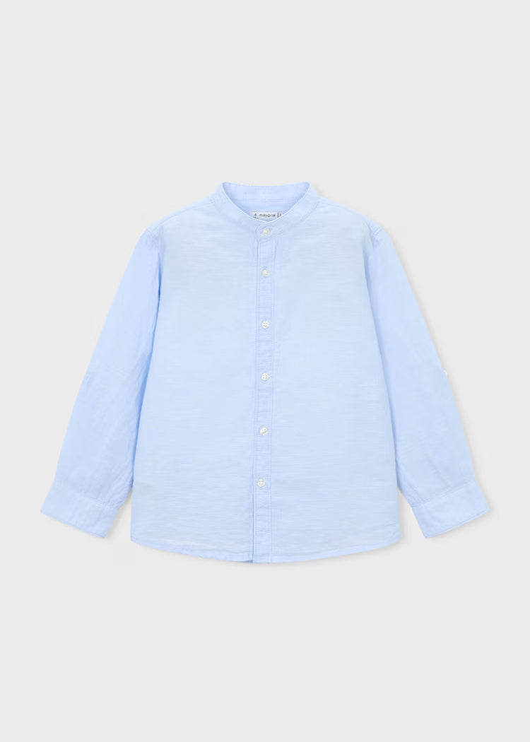 MAYORAL MAO COLLAR COTTON LINEN SHIRT