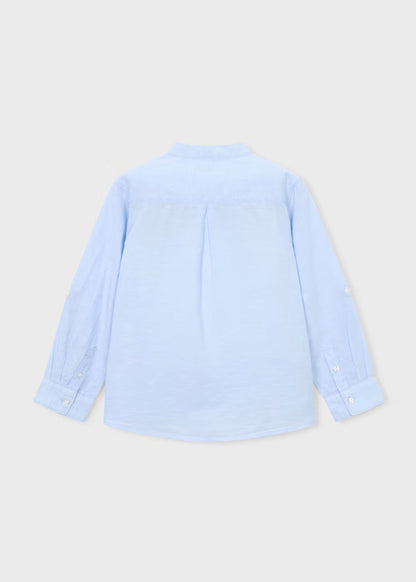 MAYORAL MAO COLLAR COTTON LINEN SHIRT