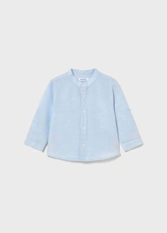 MAYORAL MAO COLLAR COTTON LINEN SHIRT