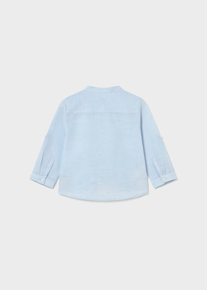 MAYORAL MAO COLLAR COTTON LINEN SHIRT