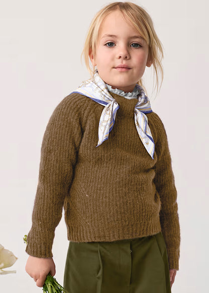 ABEL & LULA GIRLS KNITTED SCARF DETAIL SWEATER