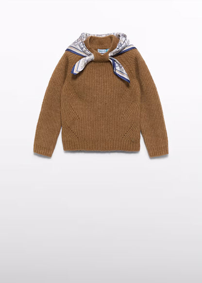 ABEL & LULA GIRLS KNITTED SCARF DETAIL SWEATER