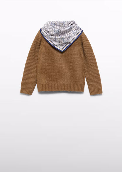 ABEL & LULA GIRLS KNITTED SCARF DETAIL SWEATER
