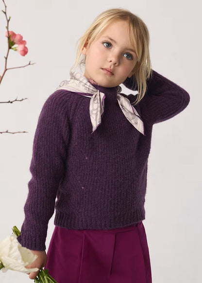 ABEL & LULA GIRLS KNITTED SCARF DETAIL SWEATER