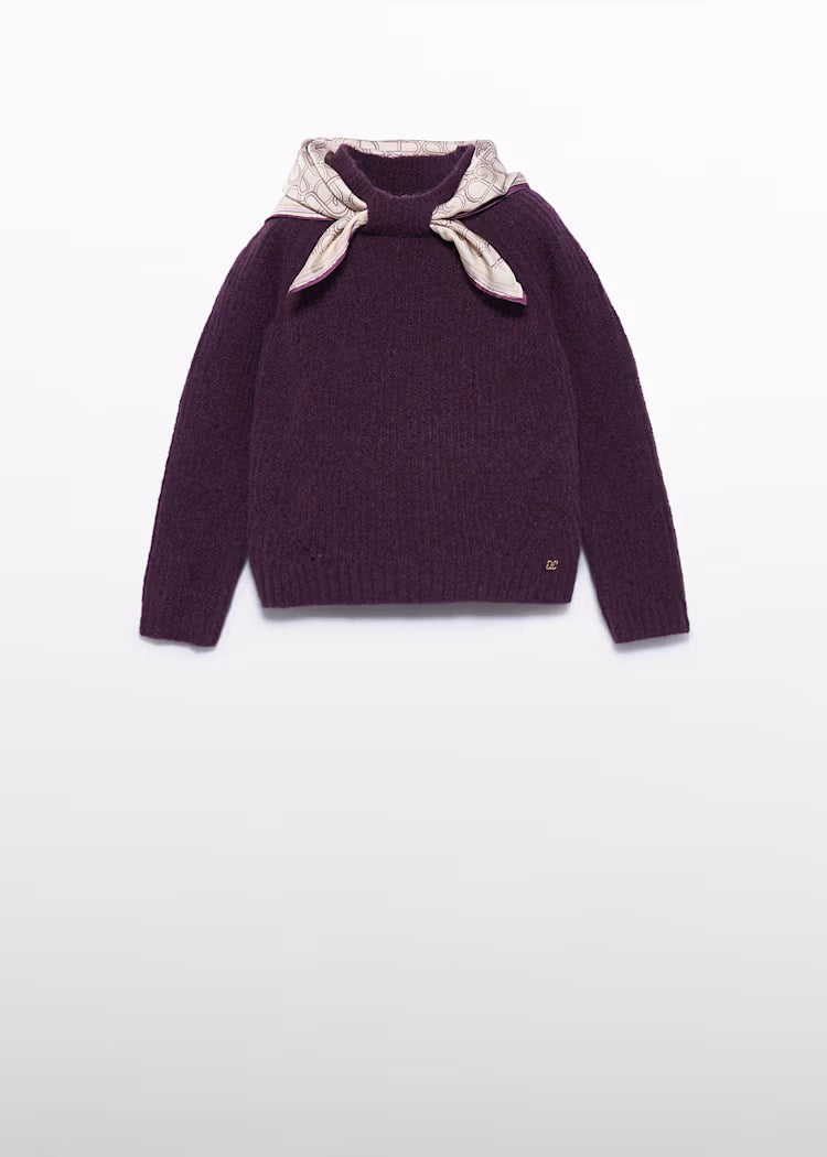 ABEL & LULA GIRLS KNITTED SCARF DETAIL SWEATER