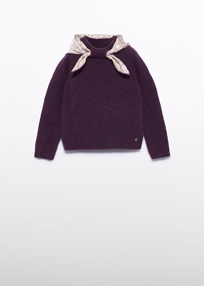 ABEL & LULA GIRLS KNITTED SCARF DETAIL SWEATER