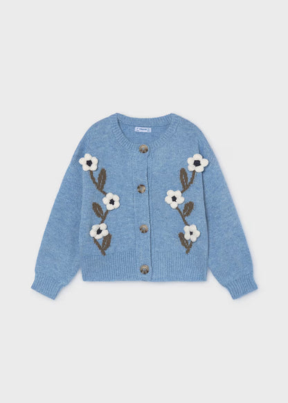MAYORAL KIDS KNITTED FLOWERS APPLIQUE CARDIGAN