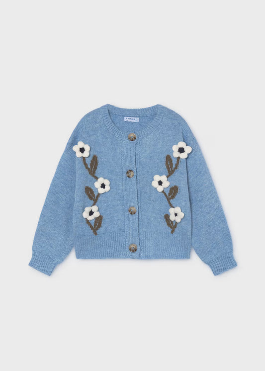 MAYORAL KIDS KNITTED FLOWERS APPLIQUE CARDIGAN