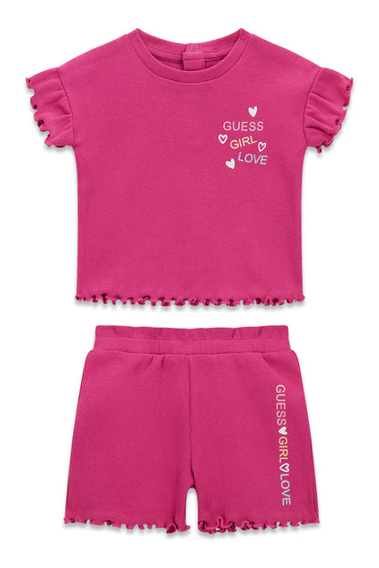 GUESS KIDS SET RIB T SHIRT & RIB SHORT