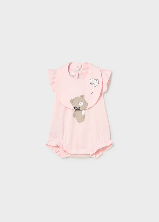 MAYORAL RUFFLED ROMPER WITH BIB NEWBORN