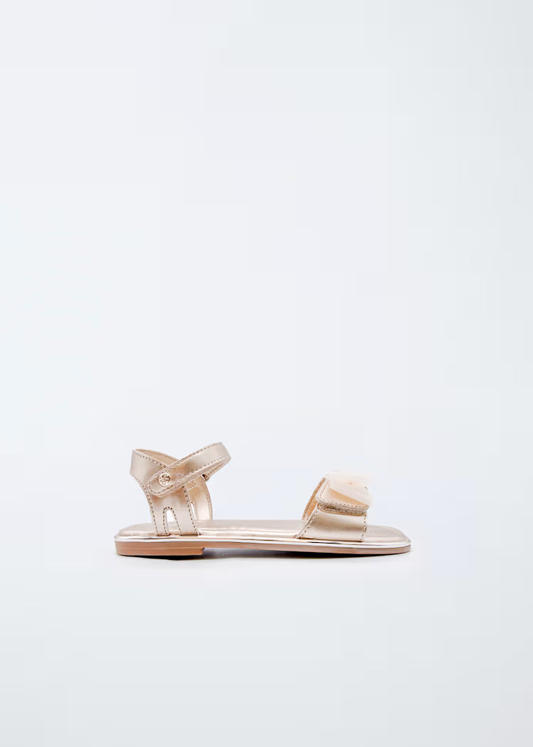 ABEL & LULA GIRL'S LEATHER BOW TULLE SANDALS