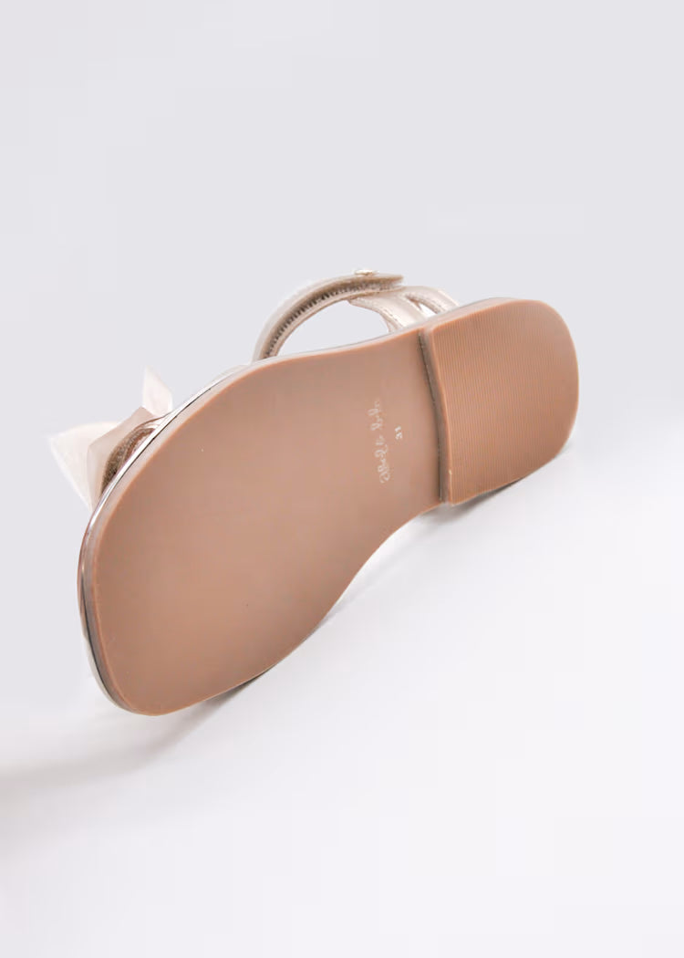 ABEL & LULA GIRL'S LEATHER BOW TULLE SANDALS