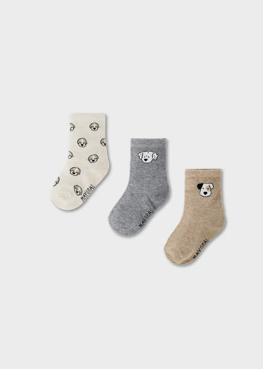 MAYORAL KIDS SET 3 PAIR OF PRINTED SOCKS