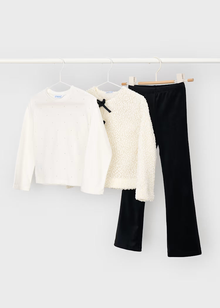 MAYORAL KIDS FUR CARDIGAN- TOP & LEGGINGS SET