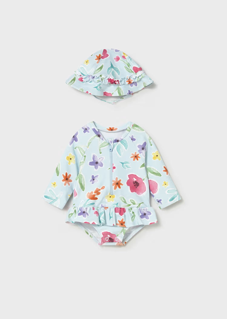 MAYORAL NEWBORN SWIMWEAR AND HAT SET