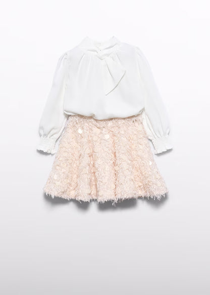 ABEL & LULA GIRLS FEATHER-DETAIL SKIRT SET