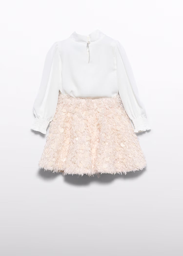 ABEL & LULA GIRLS FEATHER-DETAIL SKIRT SET