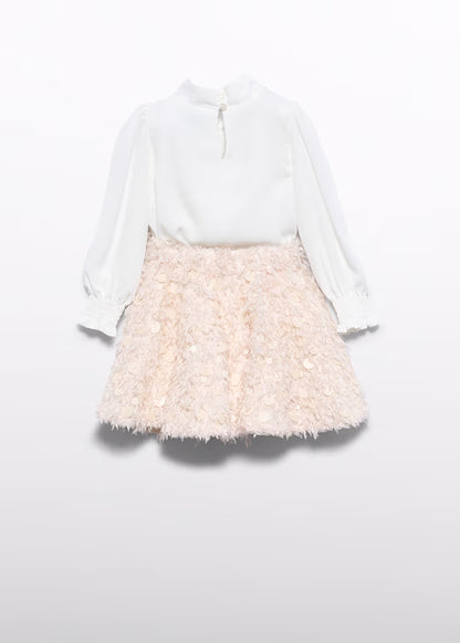 ABEL & LULA GIRLS FEATHER-DETAIL SKIRT SET