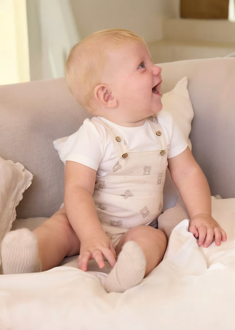 MAYORAL NEWBORN BABY DUNGAREES AND T SHIRT SET