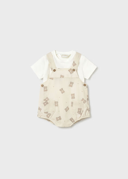 MAYORAL NEWBORN BABY DUNGAREES AND T SHIRT SET