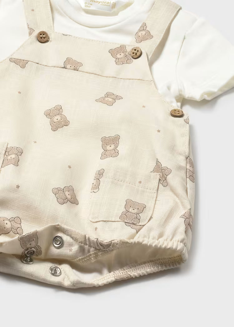 MAYORAL NEWBORN BABY DUNGAREES AND T SHIRT SET