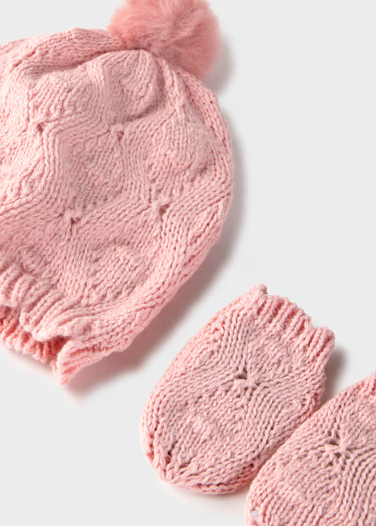 MAYORAL BABY GIRL KNITTED HAT & MITTENS SET