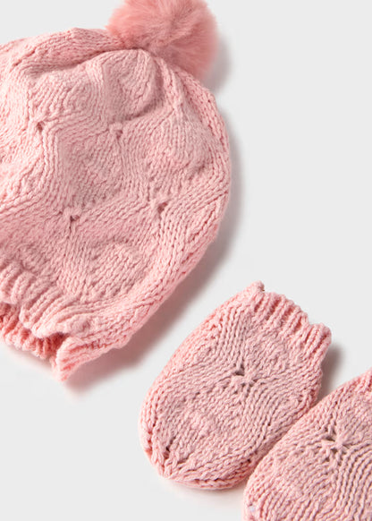MAYORAL BABY GIRL KNITTED HAT & MITTENS SET