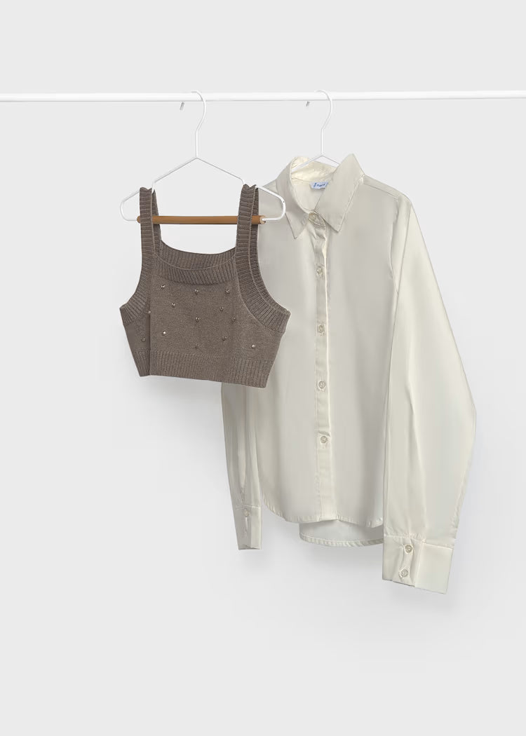 MAYORAL KIDS SHIRT & CARDIGAN SET