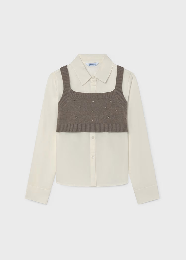 MAYORAL KIDS SHIRT & CARDIGAN SET