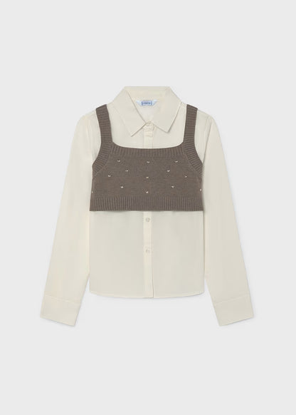MAYORAL KIDS SHIRT & CARDIGAN SET